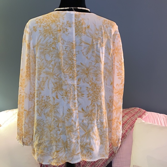 Gap Size XL Floral Boho V Neckline Long Sleeve Blouse - Picture 7 of 11